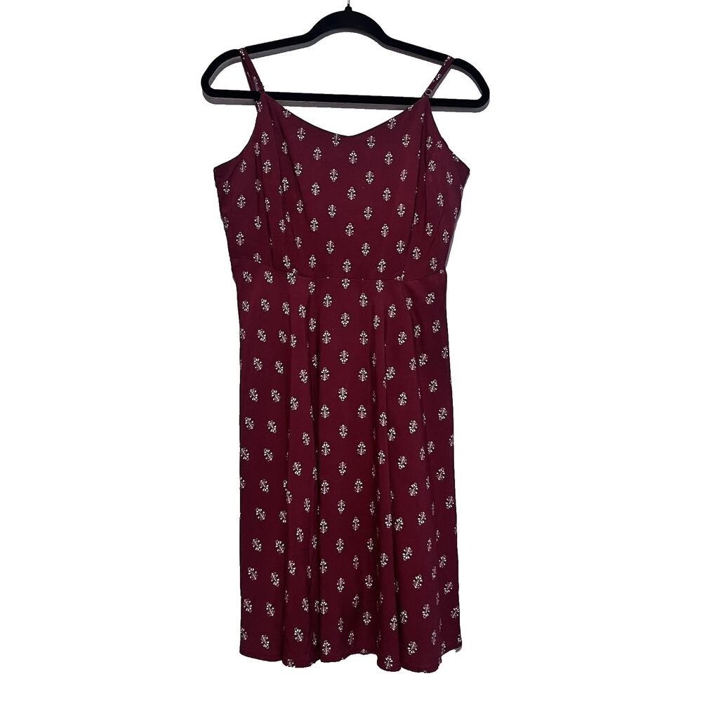 Old Navy Cami Dress Womens Maroon Floral Medallion Smocked Back Large